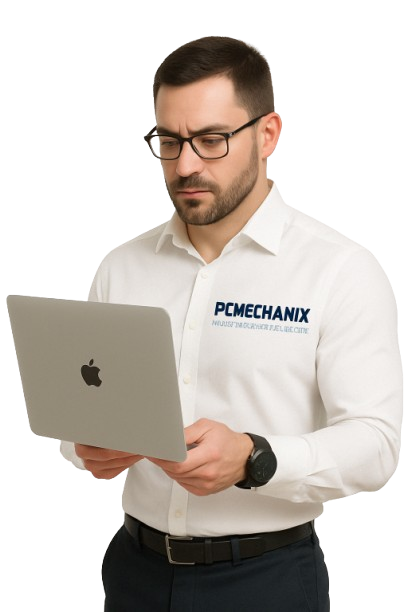 Construction professional with laptop